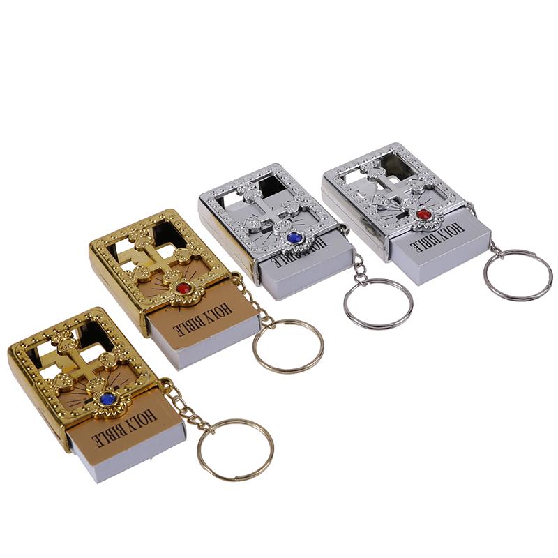 Mini Holy Bible Keychain Religious Christian Jesus Cross Key Chain Keyring