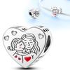 Original Charms Copper Great Motherly Love Heart-Shaped Beads Fit Charms Plata Bracelets For Women Jewelry Making Gifts
