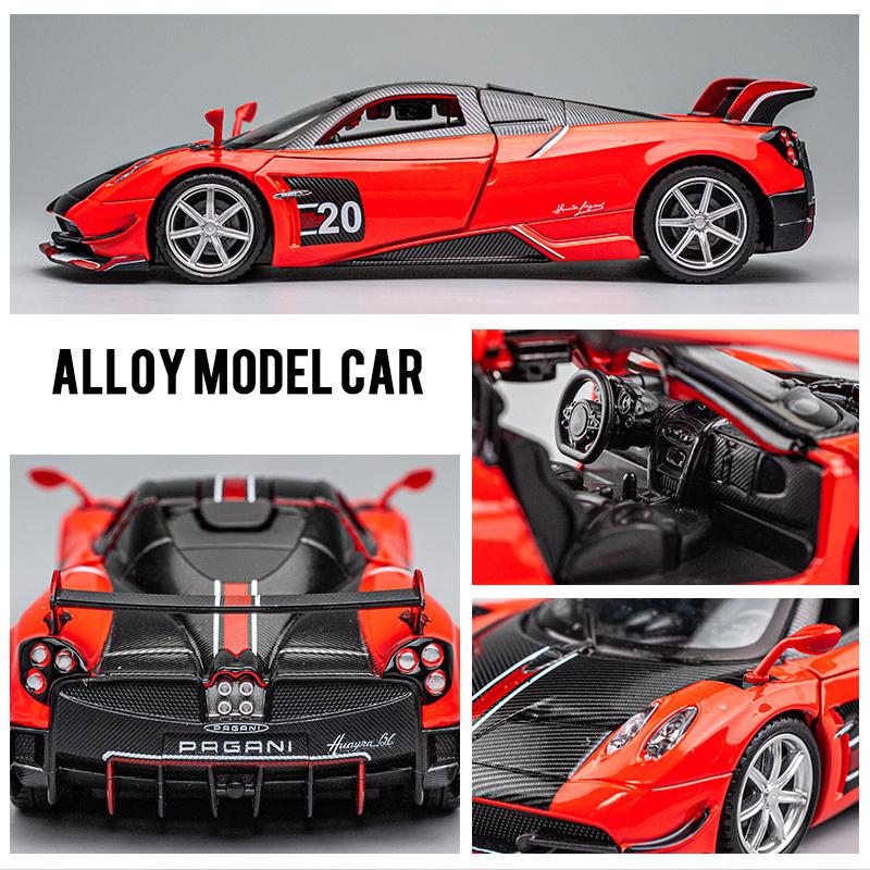 1:32 Pagani Huayra BC Суперкар, игрушечный автомобиль из сплава, металлическая коллекционная модель автомобиля, звук и свет, игрушки с откатным механизмом для детей
