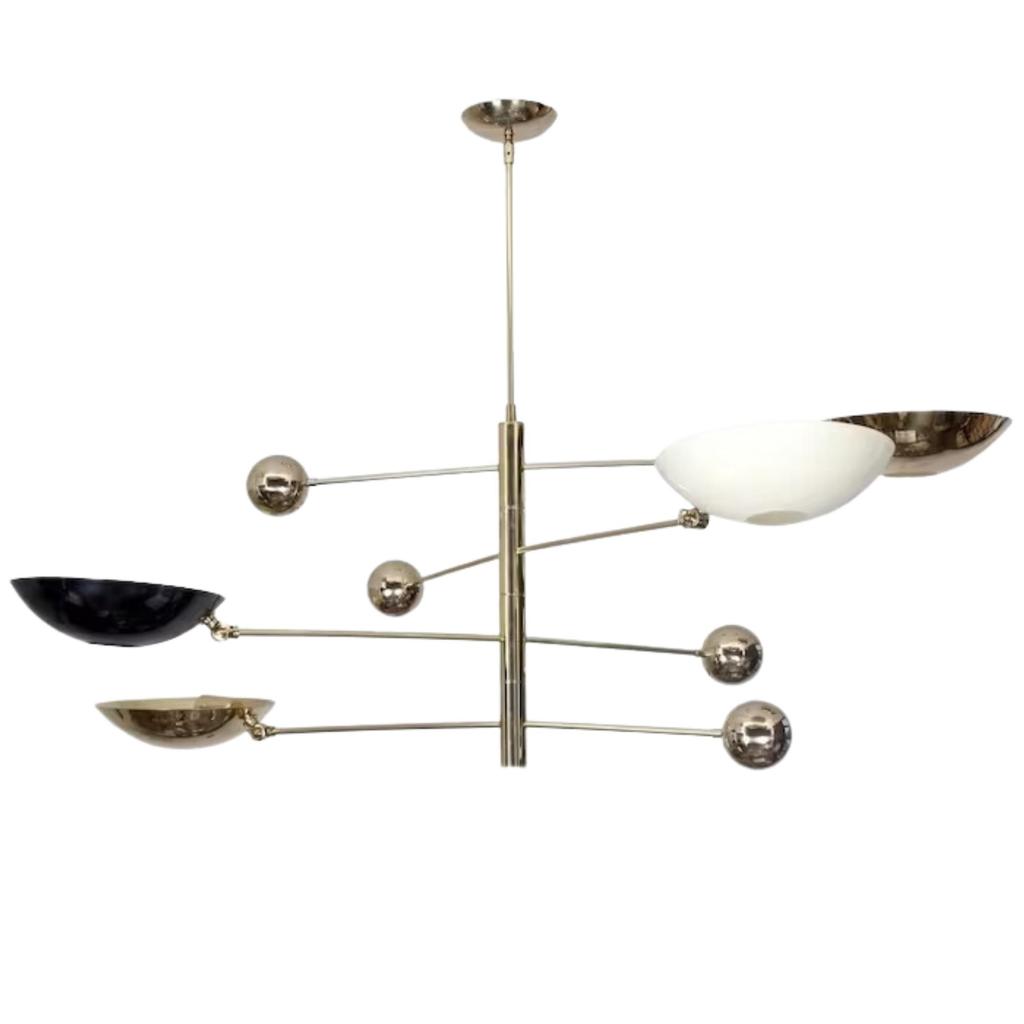 Подвесной светильник на 4 лампы в стиле середины века из необработанной латуни Sputnik