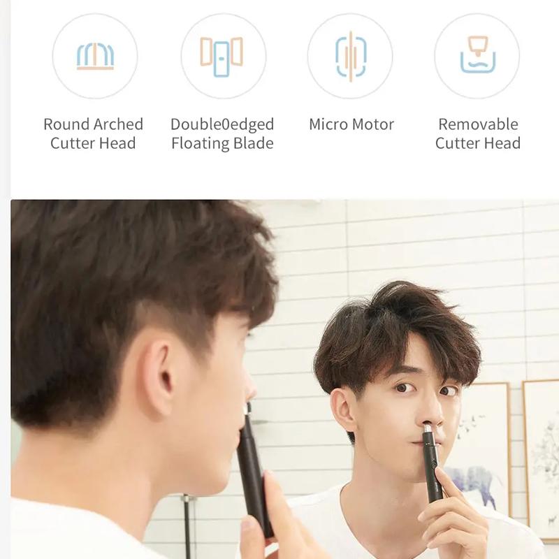 Xiaomi Электрический триммер для волос в носу ShowSee C1-BK Портативный Съемный Моющийся Двусторонняя вращающаяся на 360° режущая головка Моющаяся