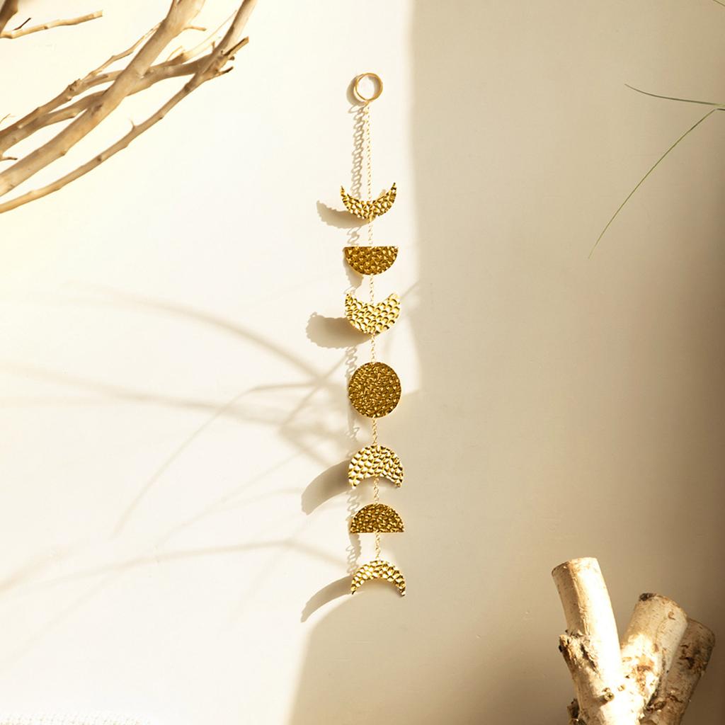 Настенный подвесной подвесной светильник с фазой луны, настенные украшения с металлической цепочкой для офиса, детской спальни, оконные настенные украшения