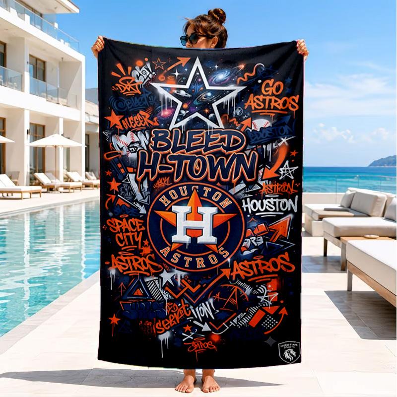 Houston basketball Graffiti Art Beach Towel, Microfiber Beach Towel, Perfect For Pool, Beach, Travel, Home Decor Beach Party Fan gifts