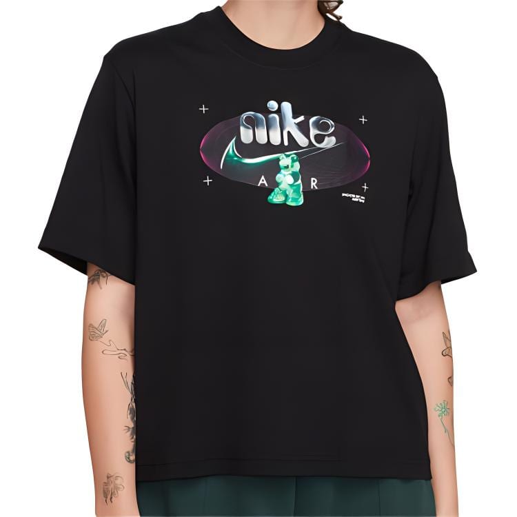 Nike Футболки Женские Черные С Круглым Вырезом Умеренные Другие DX7927-010