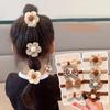 5/6 Pcs/set Milk Coffee Color Children's Hair Ring Bowknot Flower Rubber Band High Elasticity and Durable Head Rope