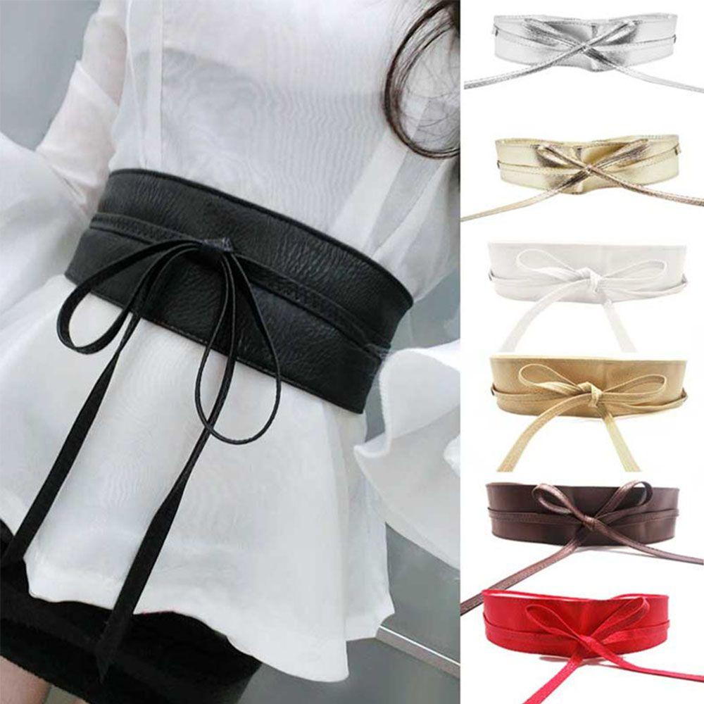 Cummerbunds Dress Belt Wide Self Tie Wrap Around Waist Band Elegant Bow Belt Ladies  Girls Belt
