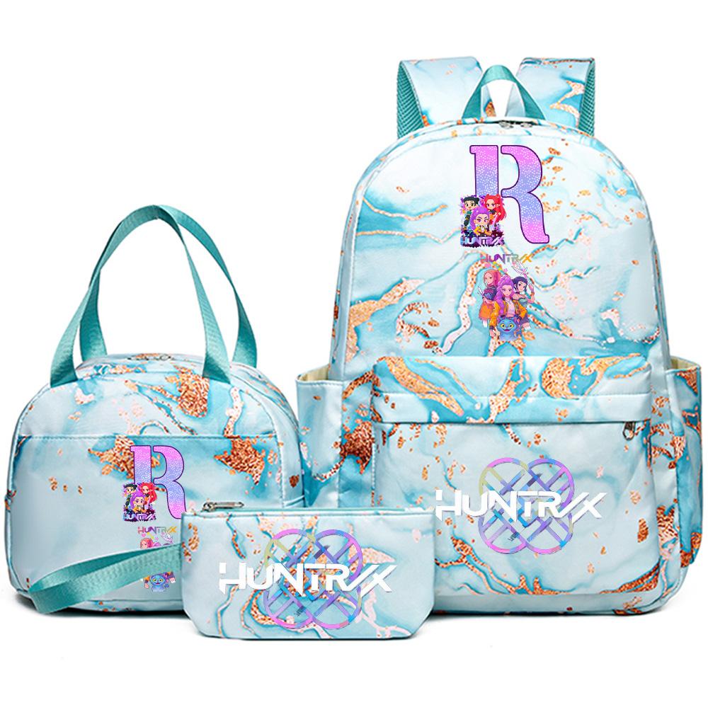 3Pcs/set Anime English Letter A-Z Printed Backpack Handbag Pencil Case for Teenager Student Girl Boy Bookbag Travel Bag Kid Gift