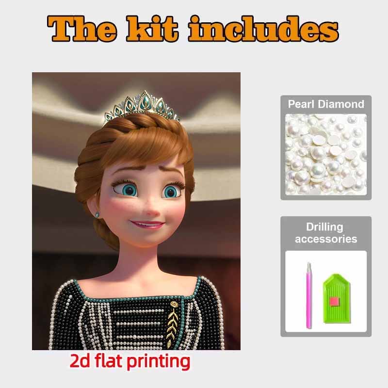 Disney Жемчужная живопись Холодное сердце 2 Анна Ручная работа DIY Жемчужные драгоценные камни Картины Поделки Специальная форма Домашняя настенная декорация
