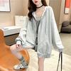 LIYURLTA Oversized Loose Flattering Long Harajuku Korean LIY38 Women's Hoodie, Fit, Sweatshirt, Lightweight, Casual, Zip-Up Hoodie, Sleeve, Coat,
