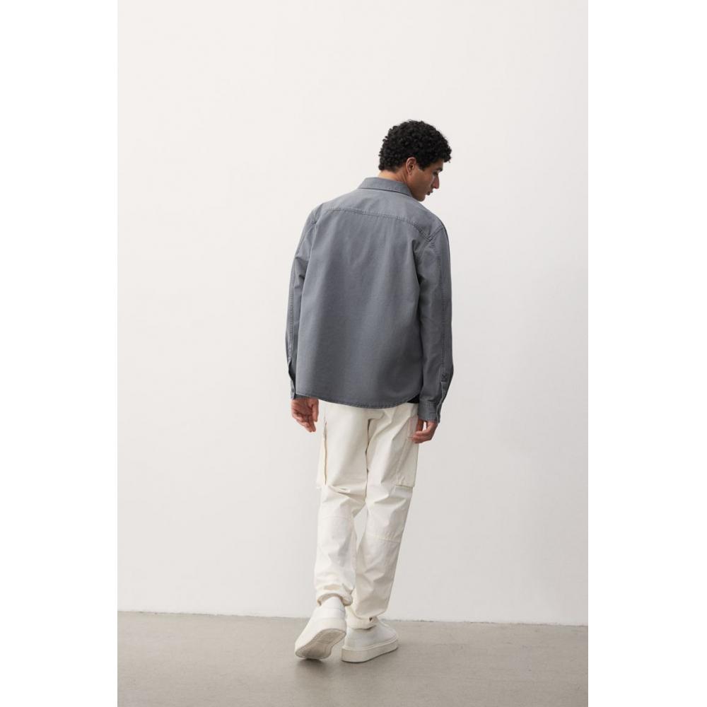 H M Твиловая рубашка оверсайз Стандартный крой Темно-серый