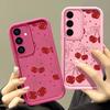 Cherry Pattern Matte Soft Case For Smausng S25 Plus S24 FE S23 Ultra A36 A56 A16 A26 A15 A55 A35 A06 Lens Protection Shockproof TPU Phone Cover