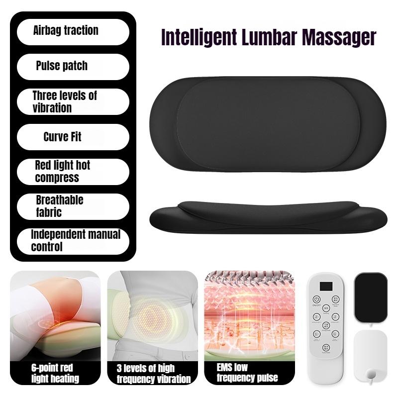 Массажер с воздушной подушкой для талии, горячий компресс, вибрация, пульсация, снимает боль в спине, домашний поясничный массажер