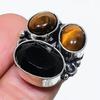 Черная шпинель, Камень тигровый глаз Серебряное кольцо 925 пробы Размер 4.5