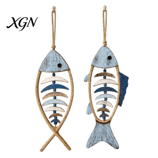 Corrosion Resistant Indoor Decor Wooden Fish Wall Hanging Pendant With/Without LED Light, Nautical Decor, Coastal Theme Fishbone Decorative