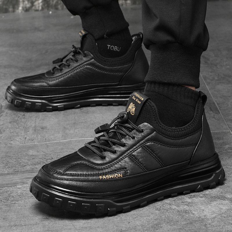 Мужские зимние хлопковые сноубутсы - на флисовой подкладке, утолщенные и удобные, повседневная спортивная обувь