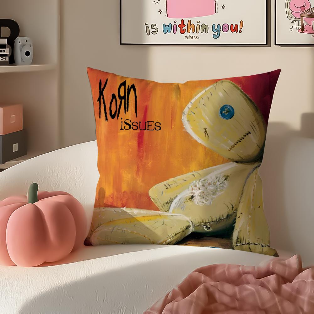 Hot Metal American Band Album Kkorn Cushion Cover Pillowcase Short Plush Invisible zipper Room Sofa Cushion Cover