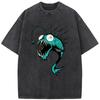 Men's Large-Eye Lantern Fish Short-Sleeeved T-shirt Washed Old High Quality T-shirt Vintage Colored Mens T-shirts