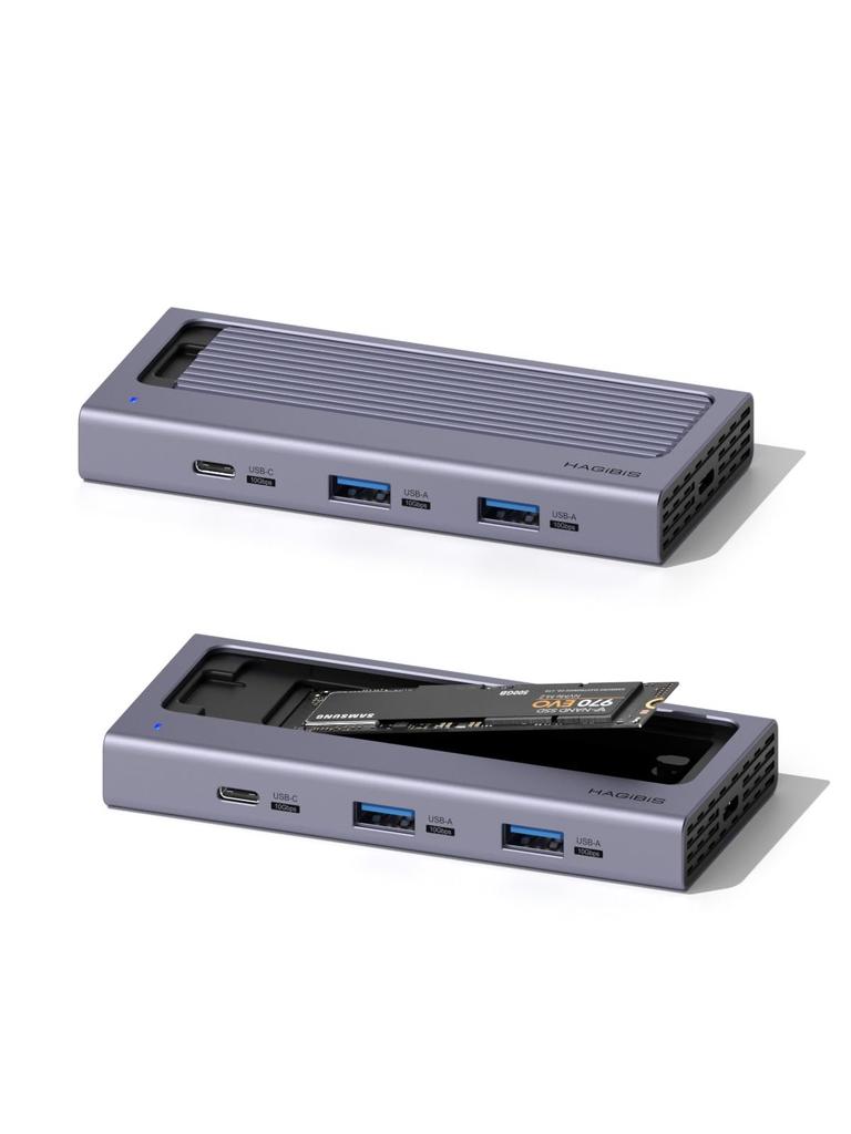 Hagibis USB-C Hub with M.2 SSD Enclosure, 2-in-1 Type-C Docking Station & M.2 NVMe SSD External Hard Drive Enclosure, USB C to 4K@60Hz HDMI, 100W PD, 10Gbps USB 3.1, SD/TF3.0
