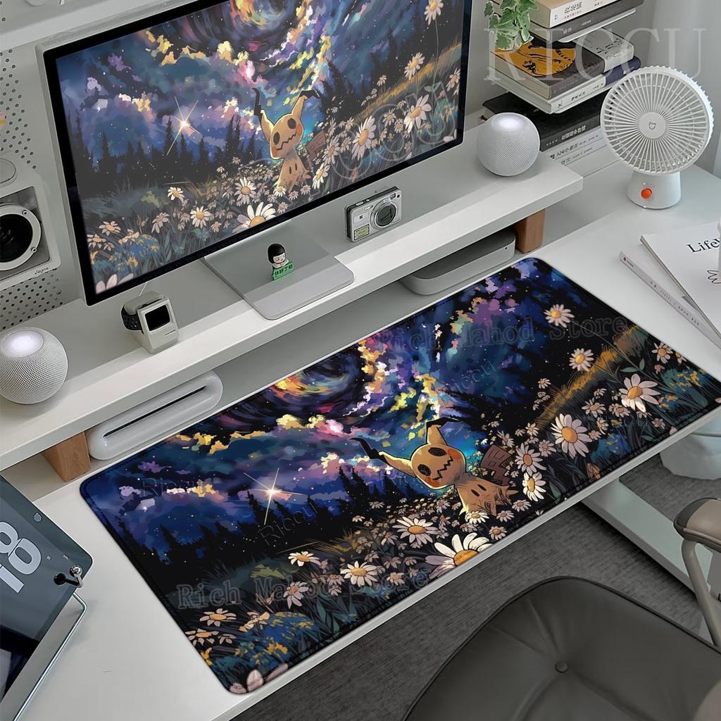 Gaming Mouse Pads Large Gamer Keyboard Pokemon Mimikyu Pattern Aesthetics Desk Mats Anime Gaming Non-slip PC Rubber Table Carpet