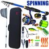 SOUGAYILANG Fsihing Rods and Reels ComboTravel Telescopic  Spinning Casting Rod with Spinning Reel Baitcasting Fishing Carrier Bag Fishing Line Lure