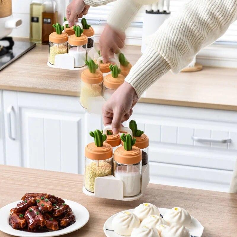 Кактус Кухонный сезонный резервуар Солевой резервуар Коробка для вкуса Бутылка для приправ Комбинированный набор Бутылка для приправ