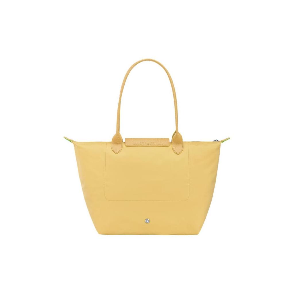 Longchamp Le Pliage Green 31 Solid Color Embroidered Logo Snap Zipper Closure Recycled Polyamide Canvas With Leather Trim Tote Bag 1899919A81