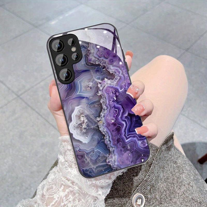 Фантазийный Фиолетовый Узор Стеклянный Чехол для Телефона Подходит для Samsung Galaxy S26 S25 S24 S23 S22 S20 FE Ultra Plus Противоударная Задняя Крышка