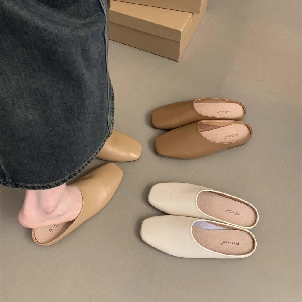 Виноградная мама в том же стиле~ Ретро сумка с круглой головой, полушлепанцы для женщин на плоской подошве, весна-осень 2025, ленивая сумка с головой, шлепанцы Мюли