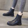 Plus Size Genuine Leather Mid-Calf Ankle Boots for Women, British Style, Autumn/Winter 2022, Size 41-43.