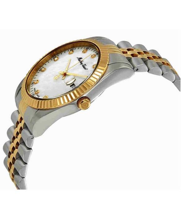Mathey-Tissot Mathy II двухцветные кварцевые мужские часы из нержавеющей стали с кристаллами белого перламутра циферблата H710BI