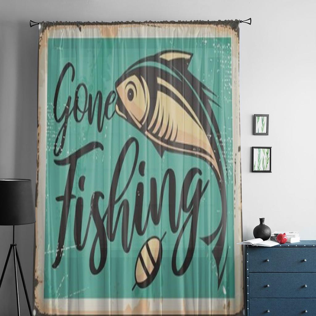 Винтажные тюлевые шторы Gone Fishing для гостиной, прозрачные занавески для спальни, вуаль из органзы, декоративные украшения для окон