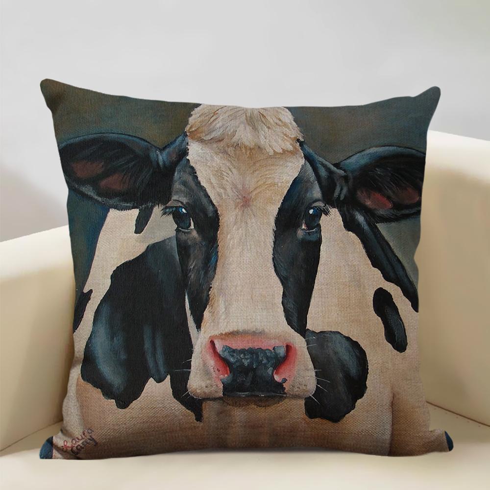 Animal Cushion Cover Cattle and Sheep Bedroom Sofa In The Ranch Fashion Decorative Pillow 45x45cm Linen Pillow Car Accessories