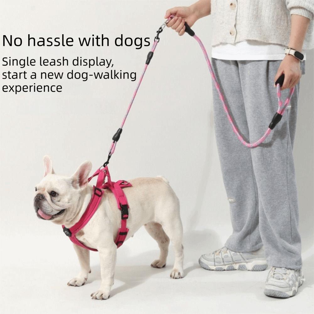 Wave Pattern Two Dog Lead Rope Anti-Winding Pet Walking Rope Anti-Tangle Dual Dog Leash Small Dogs