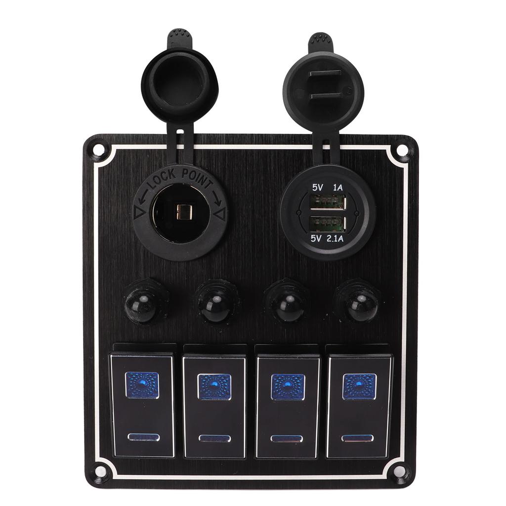 Панель с 4 тумблерами и USB-розеткой для прикуривателя, комбинированная панель переключателей ON/OFF для автодома, яхты