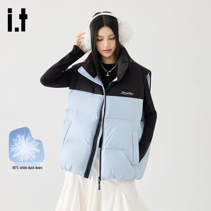 GROUND ZERO Unisex Letter Embroidered 90% Down Vest