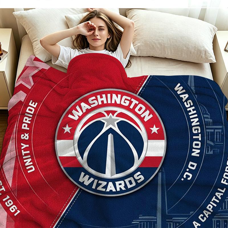 Washington Wizards Print Flannel Blanket High Quality Warm Comfortable Cover for All Seasons Perfect for Gifts Home Decor