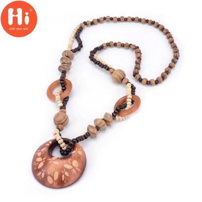 Hi DIY Wood Bohemia Folk-custom Длинное деревянное круглое ожерелье-свитер, аксессуары, ожерелье