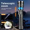 2000LM Powerful Zoom LED Flashlight with COB Side Lights 7 Modes Type-c Rechargeable Torch Lights Outdoor Emergency Lantern