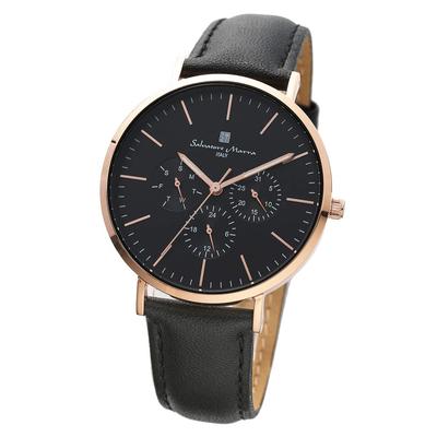 Оригинальные часы Salvatore Marra Salvatore Mara Daily Waterproof Date Day Display Leather Belt PGBK SM22102-PGBK [Товар]