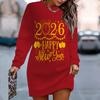 Ladies' Elegant, Fashionable, Trendy and Casual Hoodie,New Year Element Printed Three-dimensional Cut Women's Long Red Hoodie