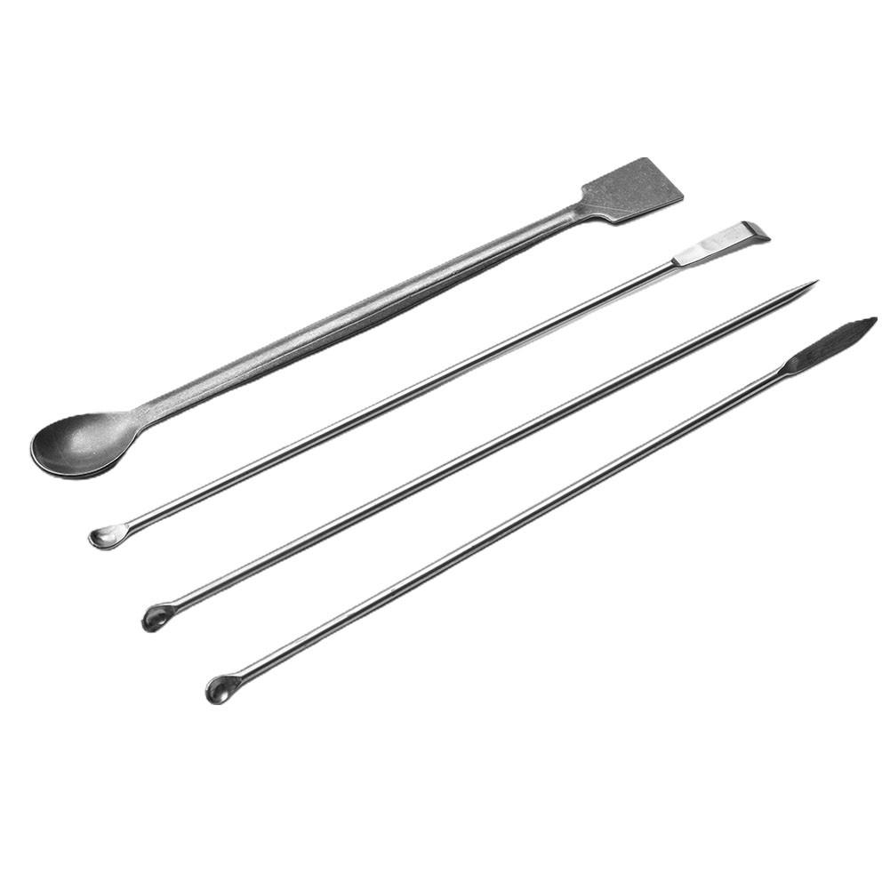 12Pcs Stainless Steel Lab Spoon Spatula Laboratory Sampling Spoon Mixing Spat