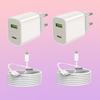 2Set PD 40W Fast Charger For Apple iPhone 14 11 12 13 15 Pro Max Fast Charging Cable For iPhone Charger Phone Accessories