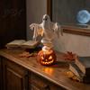 Decorative Figurine for Halloween Swirling Ghost Pumpkin Yard Lamp, Lighted Spooky Statue, Warm LED Outdoor Tabletop Statue Decor, Fall Autumn Garden