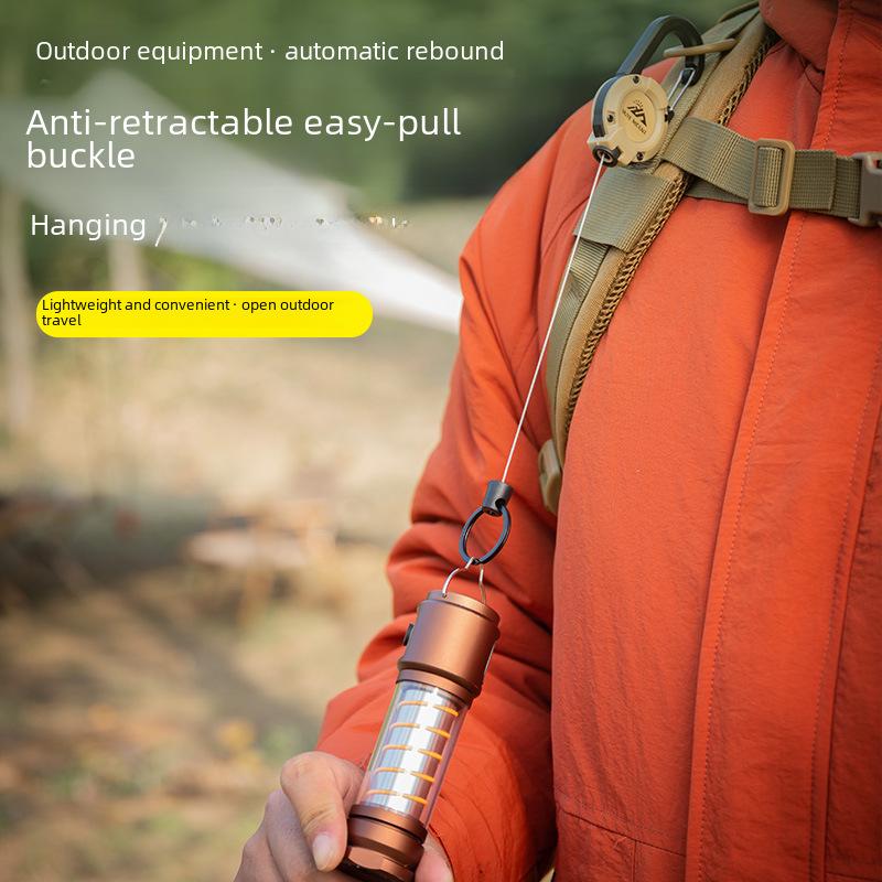 Многофункциональный тактический выдвижной брелок с легко вытягиваемым тросом, предотвращающим потерю, для кемпинга