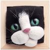 AZ-FRONT Wool Felt DIY Kit, Handmade Cat Face Design Felting Set with Craft Supplies & Workbench, Animal Design Interior Decor (Black, Calico)