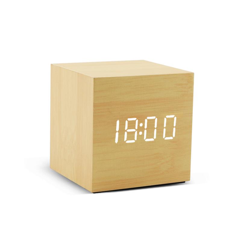 Wooden LED Alarm Digital Alarm Clock Wood Retro Glow Clock Desktop Table Decor Voice Control Snooze Function Desk Tools