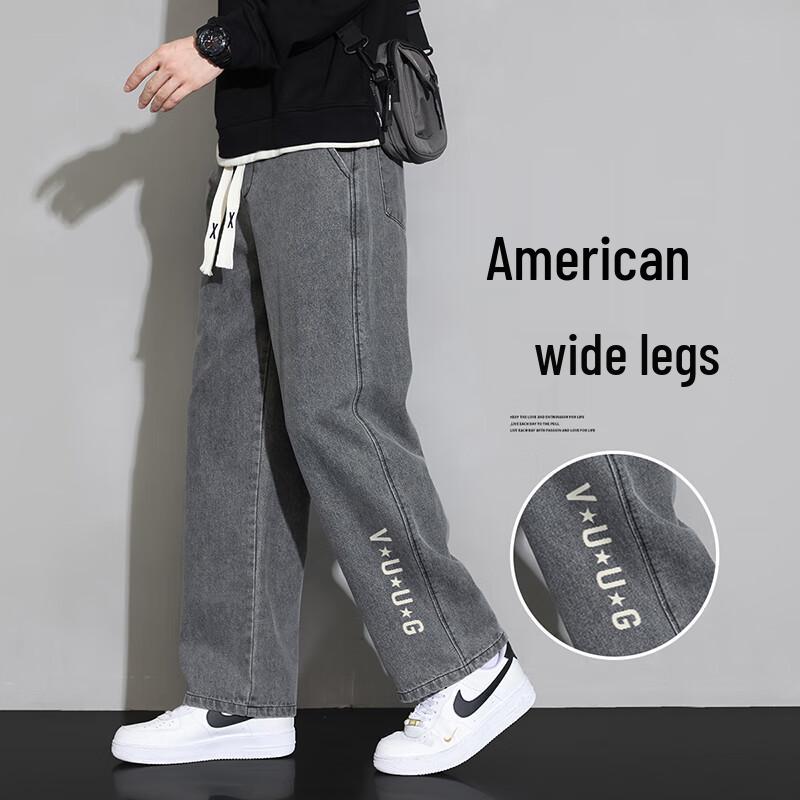 VUUG Мужские джинсы из денима прямого кроя в американском ретро-стиле