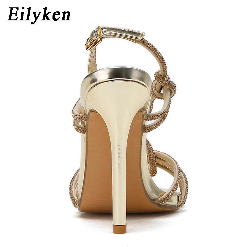 Fashion Eilyken Sexy Crystal Buckle Strap Sandals Women Summer Party Wedding Banquet Fashion Open Toe Club Stripper Heels Shoes