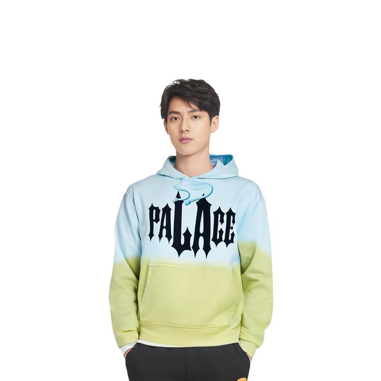 Palace Толстовка с капюшоном La Dye с буквенным узором, унисекс, сине-зеленая P16HD060