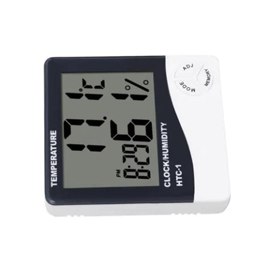 Mini Digital Thermometer Hygrometer Clock Indoor Room Temperature Humidity Gauge Meter Monitor